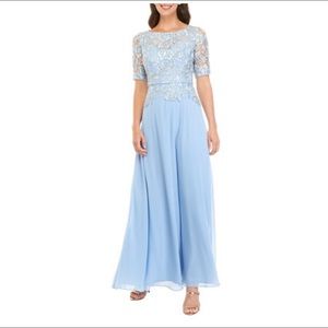 Alex Evenings Women's Cap Sleeve Long Mock Dress Light Blue BNWTS SIZE 10 $239